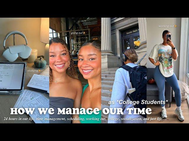 HOW WE BALANCE LIFE | 24 hours in our life, fitness, college, social media, friends, etc.