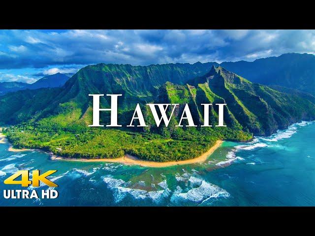 FLYING OVER HAWAII (4K UHD) Amazing Beautiful Nature Scenery with Relaxing Music | 4K VIDEO ULTRA HD