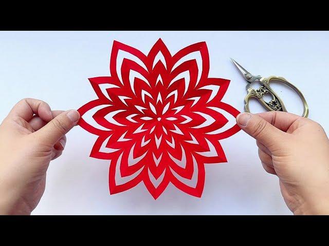 Easy Flower Paper Cutting Design - Paper Cutting Tutorial - How To Make Paper Cutting Decor | Diy