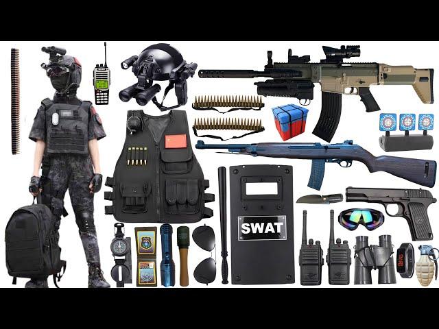 Special police weapon toy set unboxing | SCAR assault rifle, carbine M2 rifle, Glock pistol, bomb