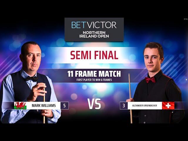 Snooker Northern Ireland Open Semi Final Alexander Ursenbacher vs Mark Williams Frame 9 and 10