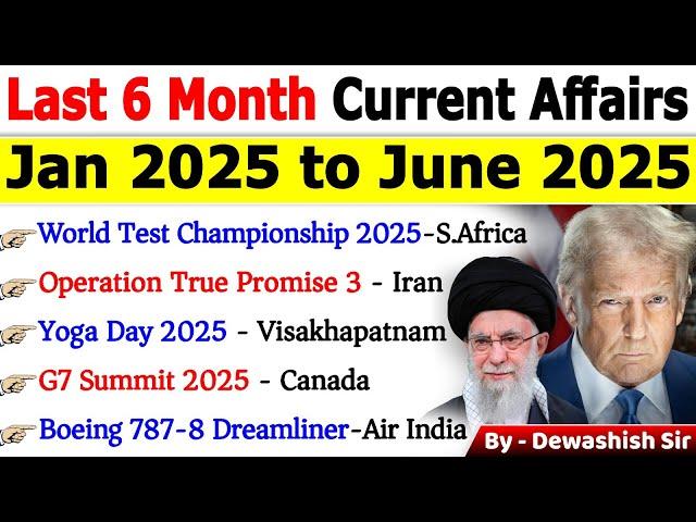 Last 6 Months Current Affairs 2025 | Jan 2025 To June 2025 | Important Current Affairs 2025 #current