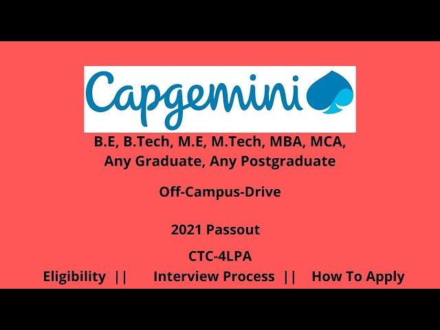 Capgemini Recruitment 2021 || Salary 4LPA ||  #offcampusjob #jobsandoffcampusdrive #studentscircles