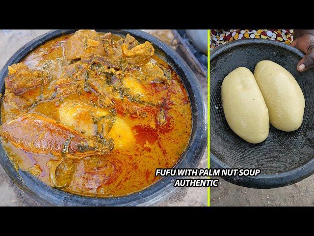 Authentic Ghanaian food fufu with palm nut soup || How to prepare this authentic food