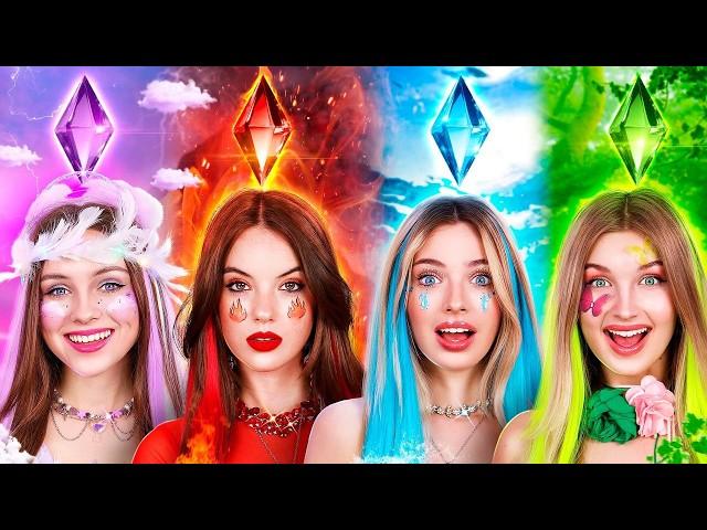 We Adopted Four Elements! Fire Girl, Water Girl, Air Girl and Earth Girl!