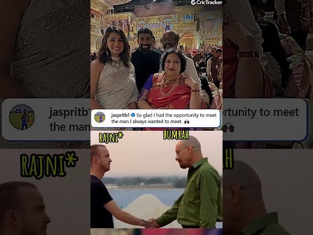 rajni Kant and jasprit bumrah in Ambani's wedding  #cricket #jaspritbumrah #vk #viratkohli