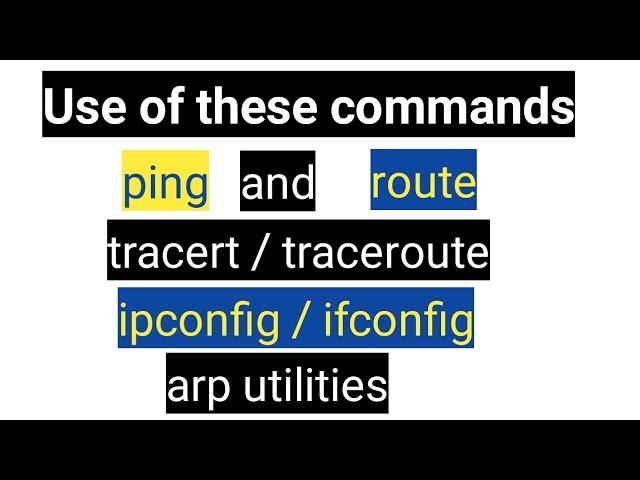 Use of ping and tracert / traceroute, ipconfig / ifconfig, route and arp utilities in Hindi