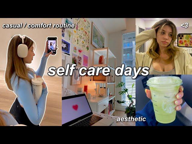 SELF CARE DAYS .｡ .･:* comfort routine, school study vlog, warm days