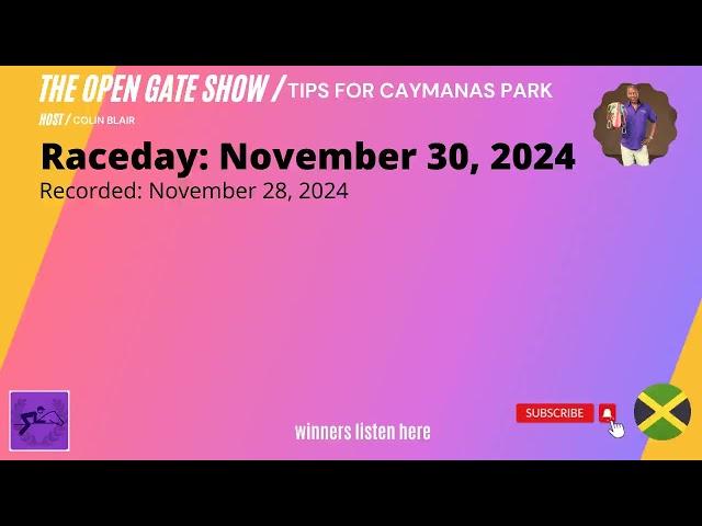 Tips for Caymanas Park Horse Racing, Jamaica - Raceday Saturday November 30, 2024