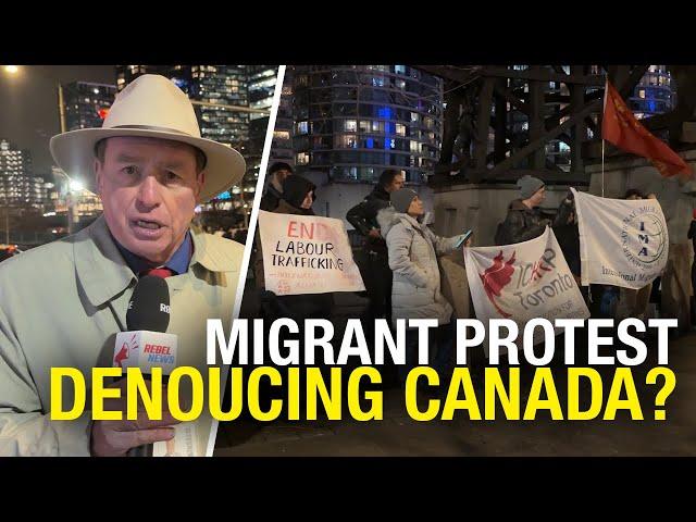 Outside Toronto’s SkyDome, illegal aliens gather to denounce Canada