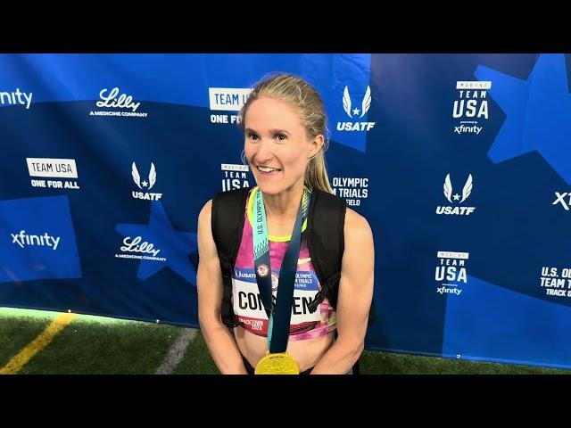 Val Constien after winning 2024 US Olympic Trials steeple