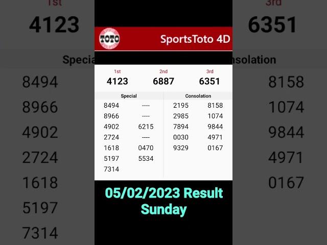 4d Result Toto 4d Malaysia lottery result today #sportstoto #4dresult #malaysialottery