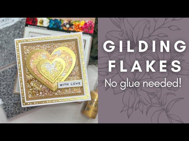 Gilding flakes with NO tacky glue needed #papercraft #cards #gildingflakes