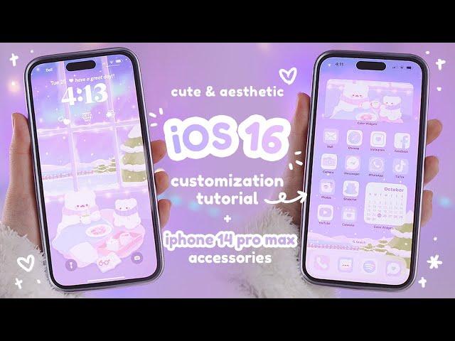 how I make my iphone 14 pro max cute & aesthetic ️ | iOS 16, custom phone theme + accessories ‍️