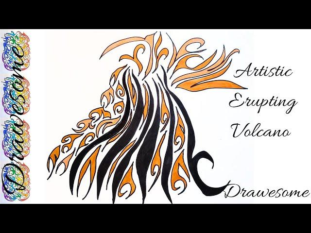 Artistic Erupting Volcano Drawing / Drawesome