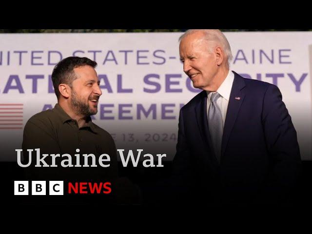 US and Ukraine sign 10-year military pact | BBC News