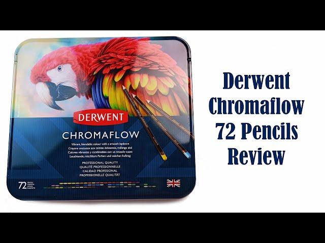 Derwent Chromaflow Pencils Review - 72 Set Tin - Swatching and Drawing