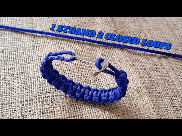 1 Strand 2 Closed Loops Cobra Weave Nautical Style Paracord Survival Bracelet Tutorial