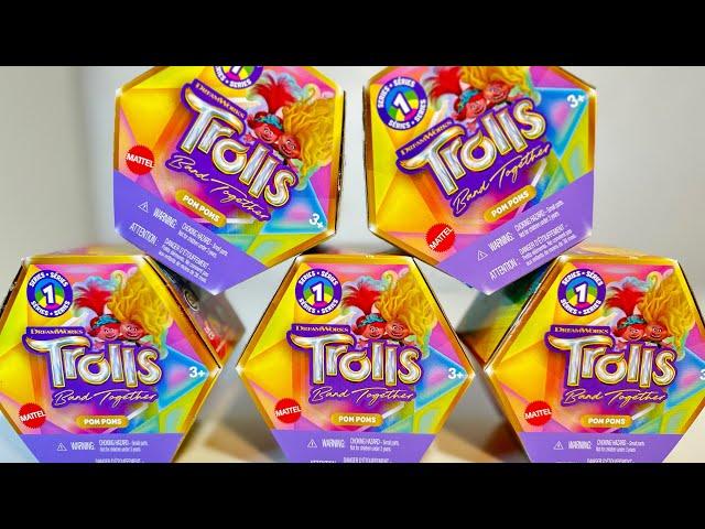 DreamWorks TROLLS Band Together POM POMS Mattel Toy Unboxing 5 Surprises ASMR Series 1