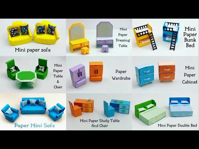 9 EASY MINI PAPER FURNITURE CRAFT IDEAS | Paper Craft/ Doll House Craft Ideas/ school hacks/ Origami