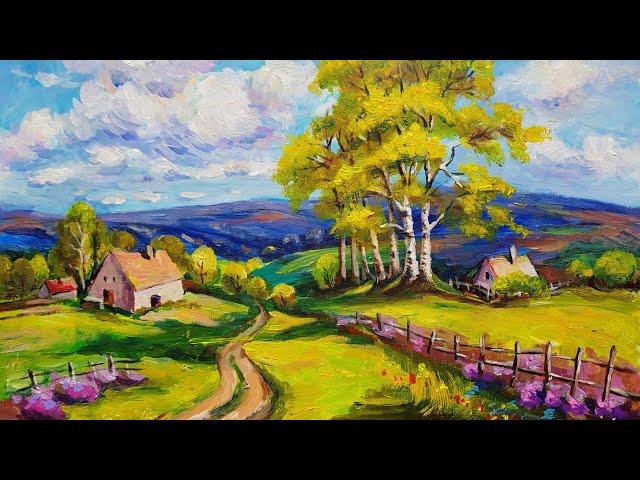 How to paint the spring Landscaping ​⁠#acrylicpainting