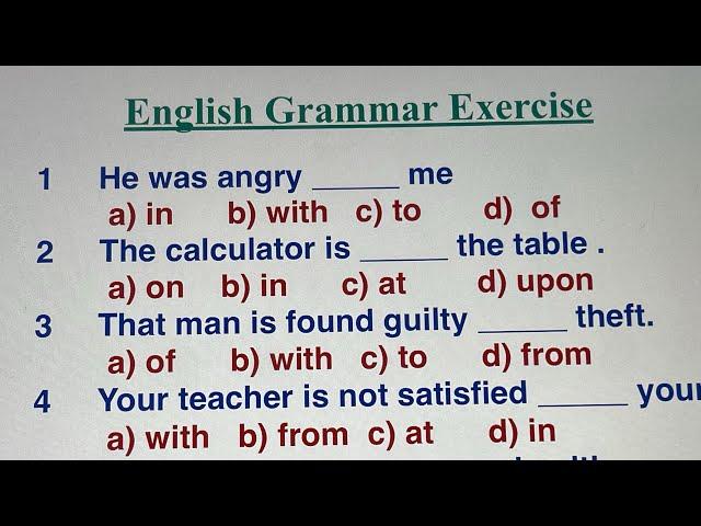 English Grammar Exercise - Prepositions