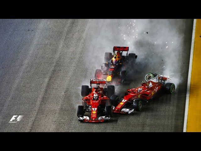 Vettel, Verstappen, Raikkonen Crash In Dramatic Start | 2017 Singapore Grand Prix