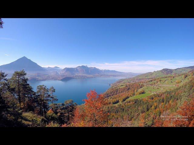 4K Sigriswil Lake Thunersee Berner Oberland SWITZERLAND アルプス山脈