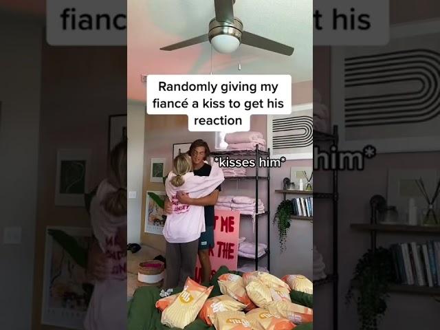 Randomly Giving My Fiancé A Kiss To Get His Reaction 