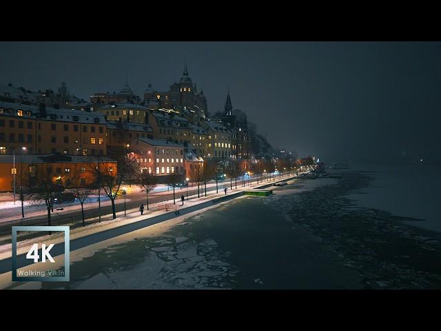 Snowfall Walk in Old Stockholm 4K HDR sweden