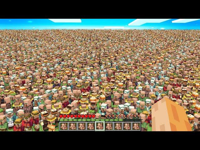 I found this ENDLESS VILLAGERS CROWD in my Minecraft World !!! Infinity Army Village !!!