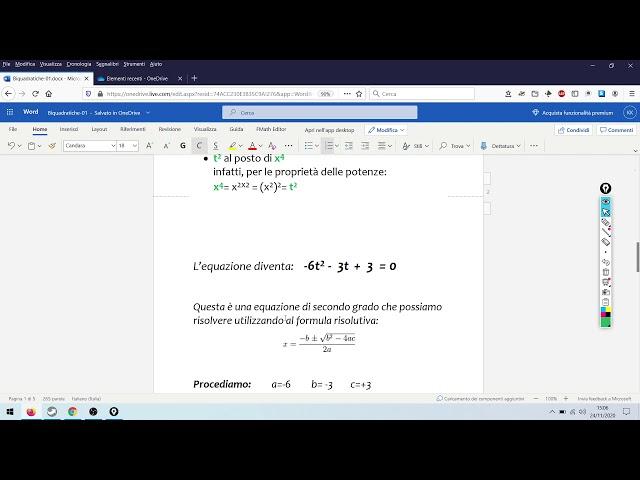 ESERCIZIO SVOLTO: equazioni biquadratiche