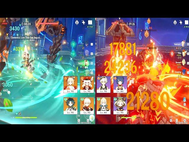 Yoimiya 4 Pyro vs Sayu 4 Anemo Team - 2.0 Abyss Floor 12 Gameplay 9 Star - Genshin Impact