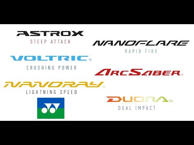 Yonex badminton rackets series: Astrox Nanoflare Voltric Duora Arcsaber Nanoray