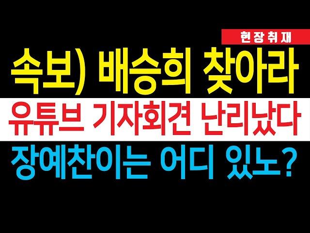 현장취재) 한동훈 여론조성팀 대폭로? 배승희·장예찬 결단만 남았다! '유튜브 기자회견' 지금 난리났다!!