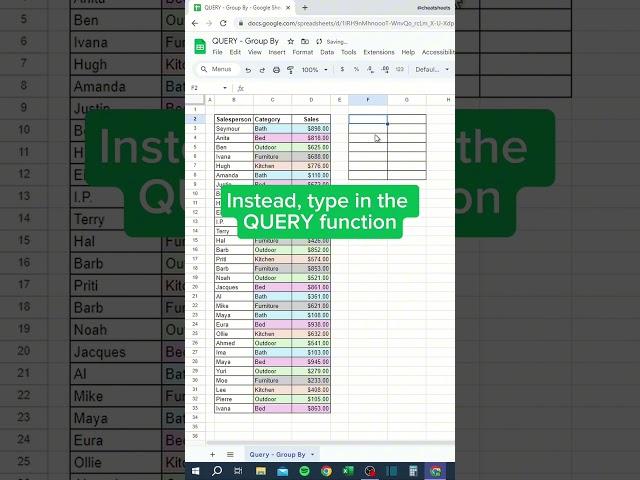 QUERY - Group By in Google Sheets‼️ #googlesheets #googlesheetstips #google #dataanalytics