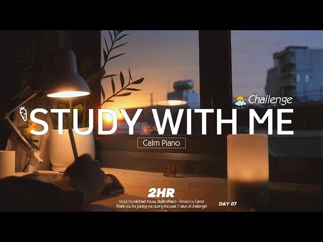 2-HOUR STUDY WITH ME | Calm Piano, Rain Sounds️ | Pomodoro 50-10 | Day 7