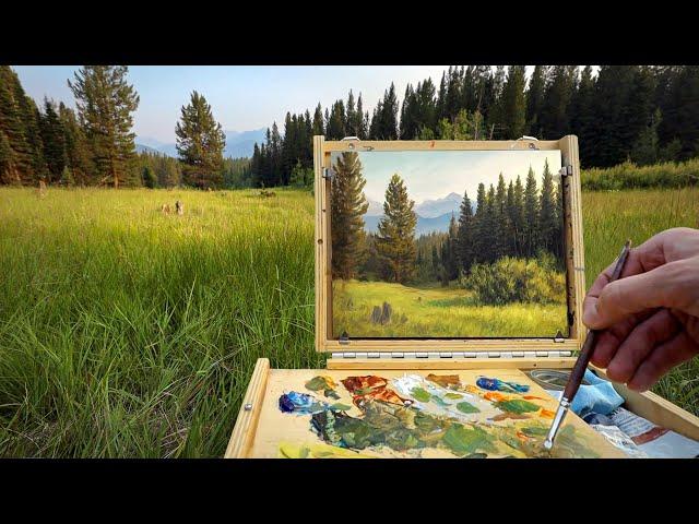 Oil Painting Outdoors - A Hazy Plein Air Day in the Mountains