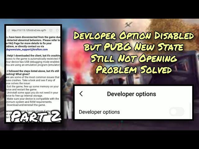 Developer Option Disabled but PUBG New State Still Not Opening | Problem Solved Easily | Crash Fix.