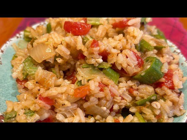 Okra, Tomato and Rice Skillet