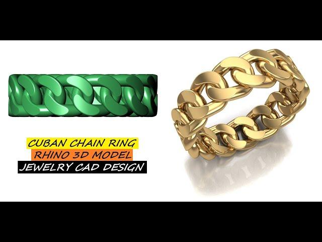 Cuban Chain Ring Design Tutorial // Jewelry CAD Design // 3D Model // Rhino & Matrix