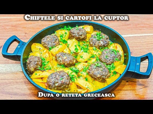 Chiftele si cartofi la cuptor dupa o reteta greceasca Biftekia me patates