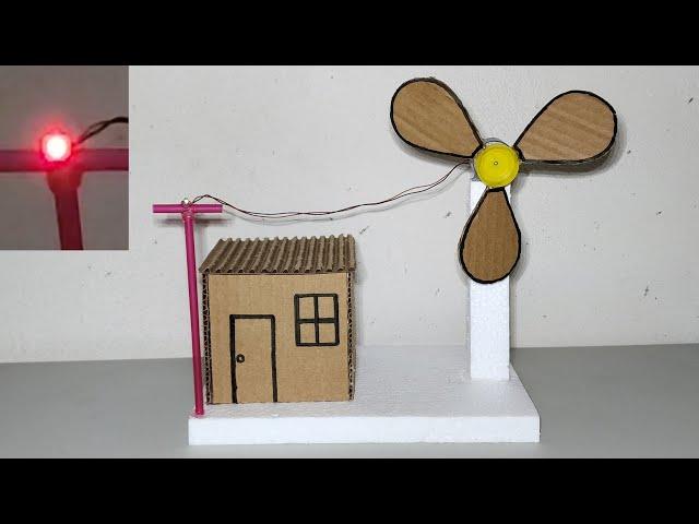 How to make working model of a wind turbine from cardboard | school project