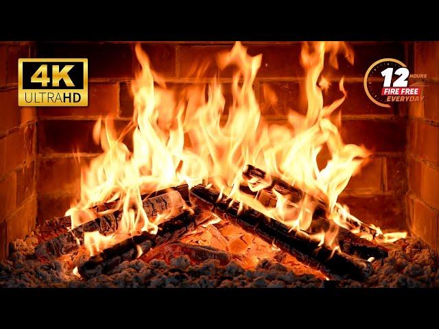  Fireplace 4K UHD! (12 HOURS)  Stress Reliever and Sleep Reliever with Crackling Fire Sounds