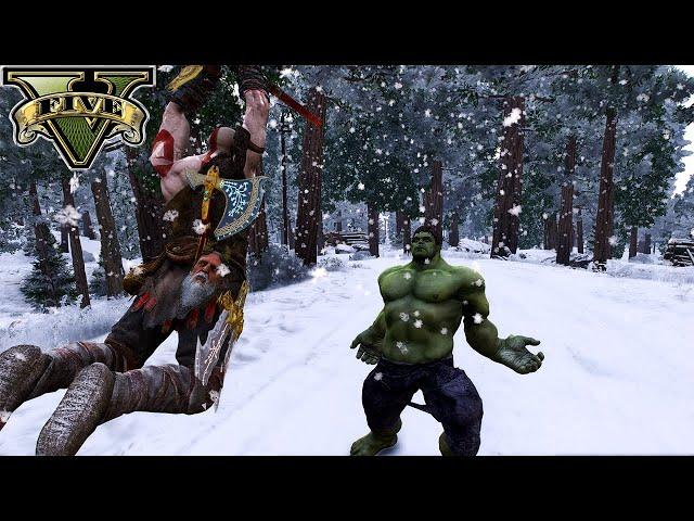 GTA 5 - Kratos vs The Hulk | 4K