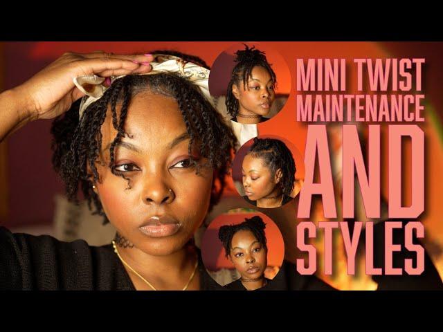 Mini twist maintenance and styles on short natural hair. Cute protective style for type 4 hair.