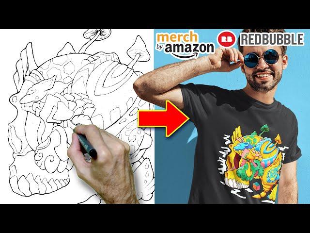 How I Design a T Shirt for Amazon and RedBubble ( Art Tutorial )