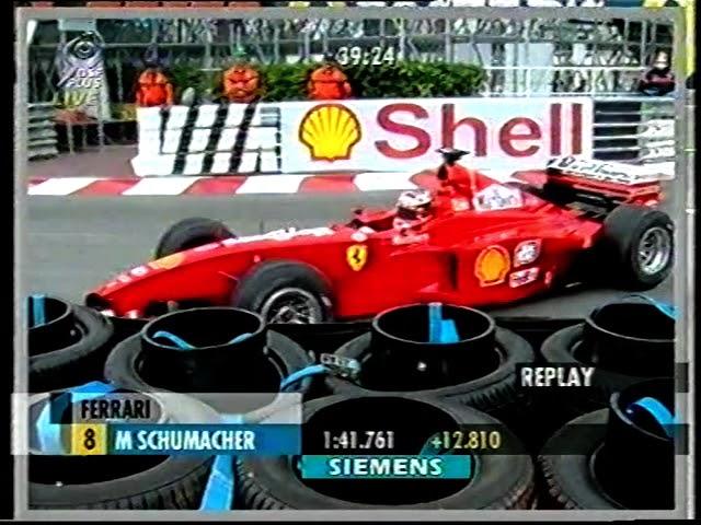 F1 Monaco 1999 FP1 Michael Schumacher suspension failure, Irvine touches the barrier (DF1)