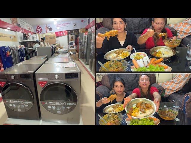 Eating pork gravy, chicken gravy, bandako achar || washing machine kinera lerayam #LG showroom bata