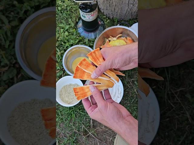 Making fried Chicken of the Woods 